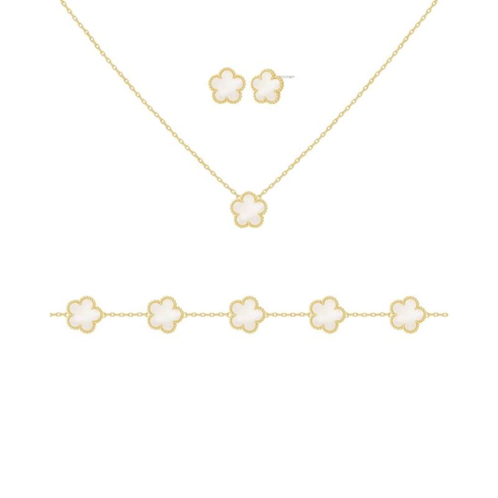 Jankuo Flower 14K Plated Bracelet, Earrings, & Necklace Set